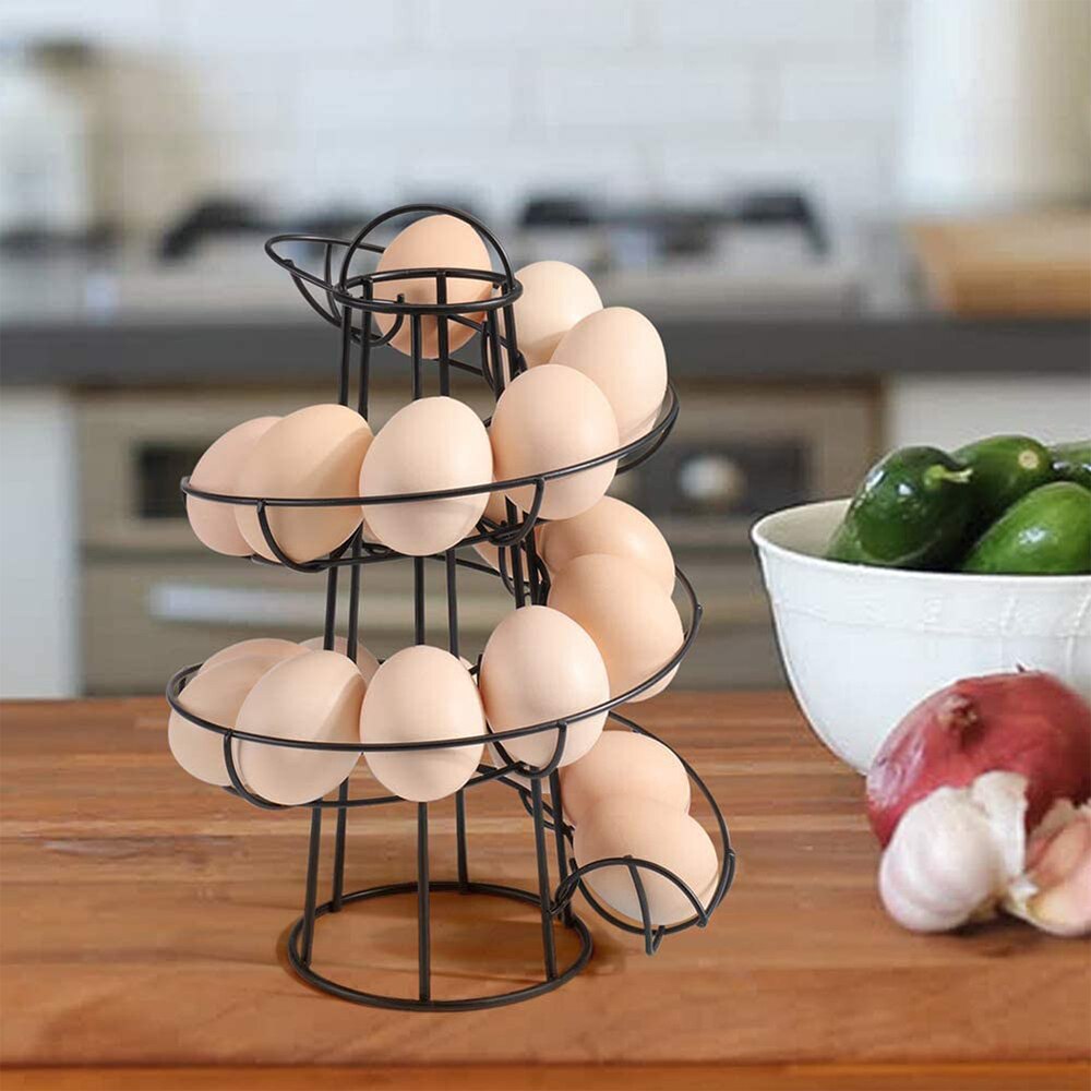 Porte-oeuf en spirale multi-fonctionnel noir cadre à oeufs en spirale panier à oeufs support à oeufs accessoires de cuisine