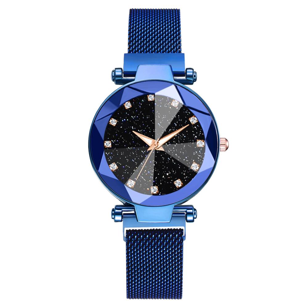 Luxury Magnetic Women Watches Starry Sky Watch Women Diamond Female Quartz Ladies Wristwatches Clock Zegarek Damski reloj mujer: Blue