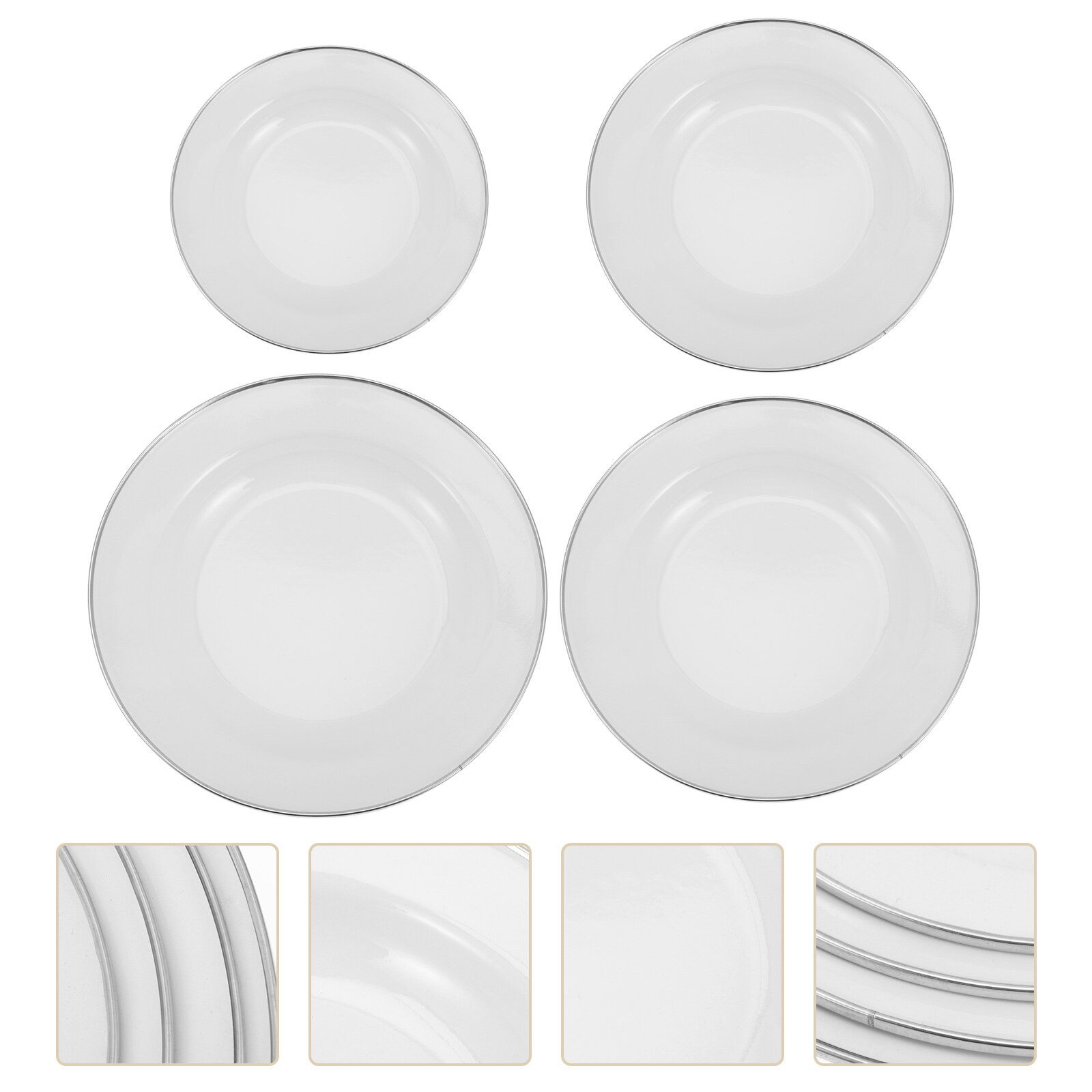 4 Pcs Enamel Food Plate Round Food Serving Plate Multi-purpose Snack Plates