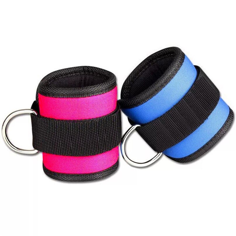 1 uds/2 uds Fitness ajustable D-anillo tobillo Pie de apoyo de tobillo Protector gimnasio pierna polea con hebilla deportes Protector para pies: Pink and Blue