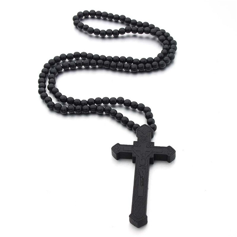 Rosarios Catolicos Jesus Cross Ketting Houten Cruz Madera Religieuze Sieraden Chapelet Catholique Cross Crucifijo Erkek Kolye: JS002-1