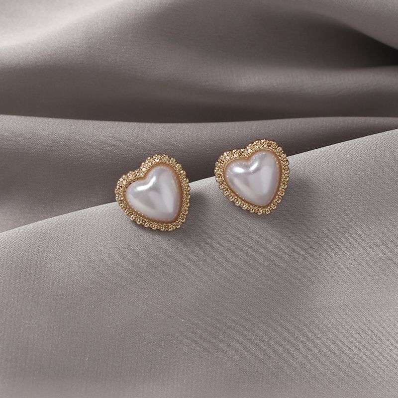 Boucle d'oreille coréenne avec pendentif en Imitation de perles pour femmes, tendance, cœur rond, fleur, nœud papillon, goutte d'eau, accessoires de bijoux élégants