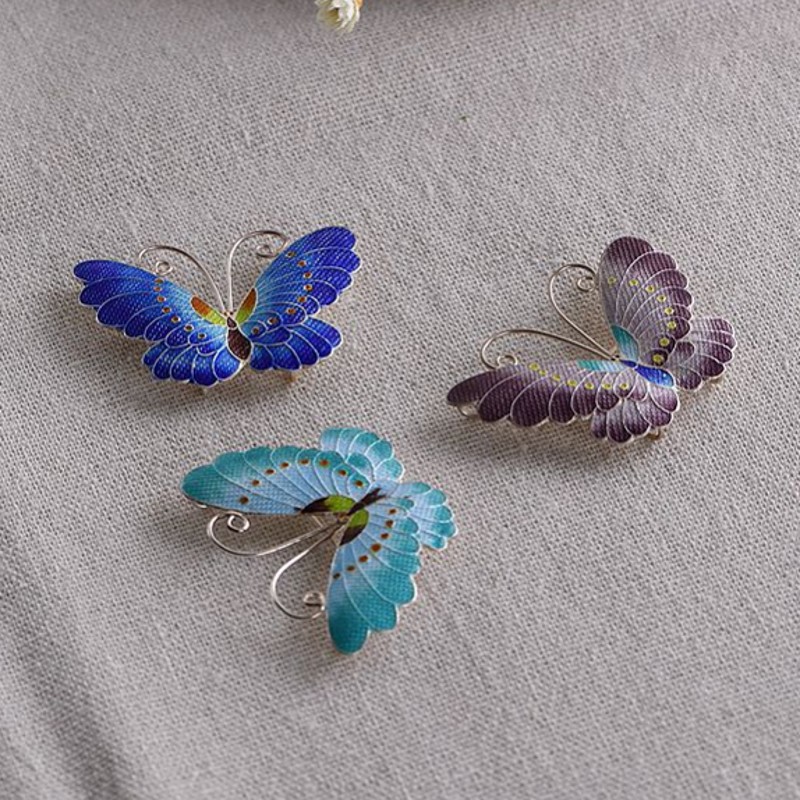 Bocai trend real  s925 silberschmuck, gebranntes blau, diy-accessoires und modische cloisonné-schmetterlingsbrosche für damen