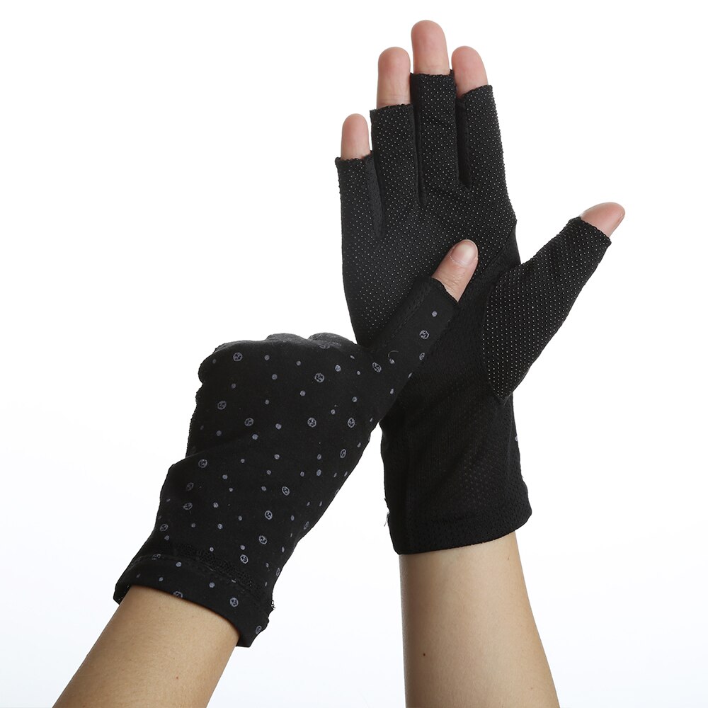 Mode Vrouwen Katoen Dot Zomer Vingerloze Half Vinger Anti-Skid Zon Bescherming Afdrukken Anti-Uv Dunne Korte Rijden handschoenen