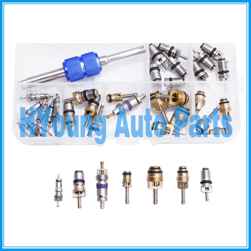 Auto parts air con universal R134A/R12 valve core kit A box