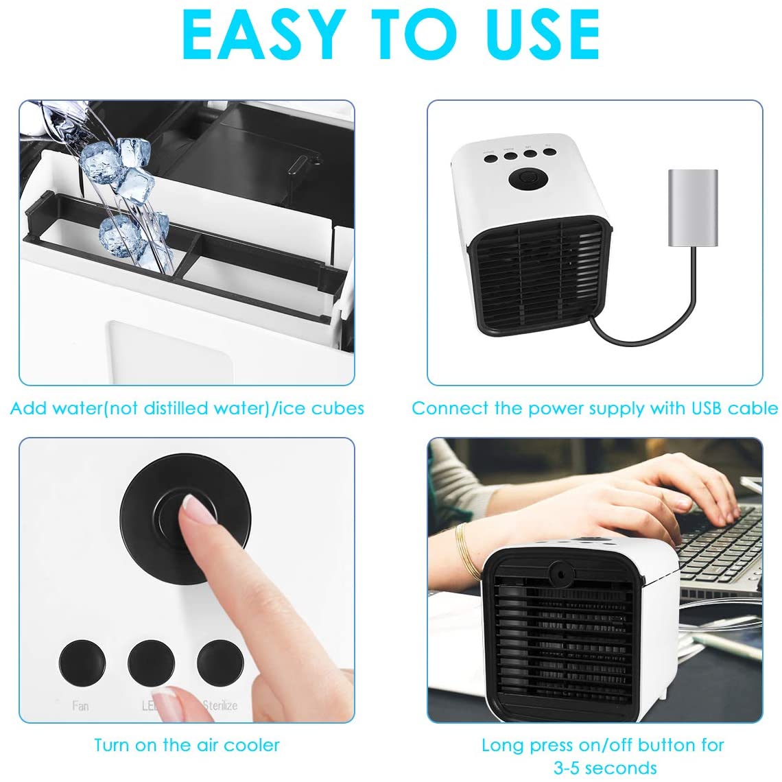 Portable Mini Air Conditioner Fan Personal Space Air Cooler The Quick Easy Way to Cool Air Conditioning Air Cooling Fan for Home