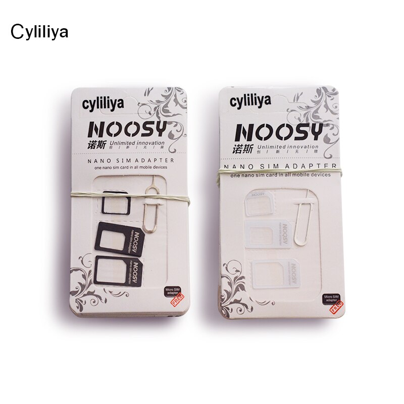 50sets(200pcs) 4 In 1 Noosy Nano Micro SIM Card Adapter Eject Pin For iPhone 5 5S For iPhone 6 6plus 7 7plus with Retail Box