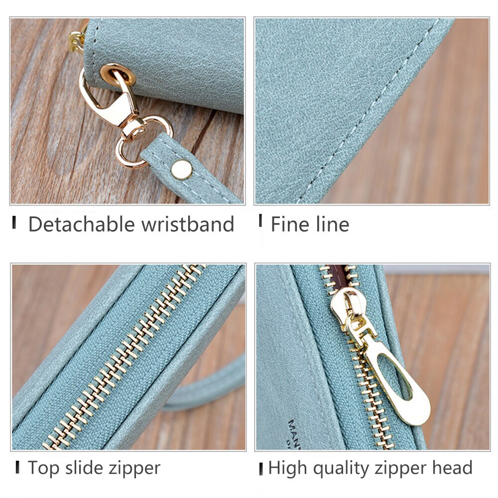Large Capacity Women's Long Soft Leather Wallet Zipper Clutch Ladies Simple Retro Mother Mobile Phone Bag Standard Wallets