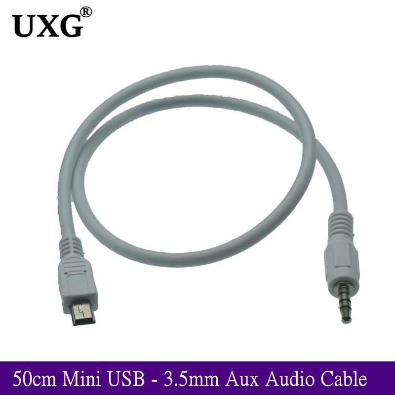 50Cm Mini Usb-3.5Mm Aux Audio Kabel 5Pin Mini Usb B Male Naar 3.5Mm Aux Mannelijke jack Audio Draad