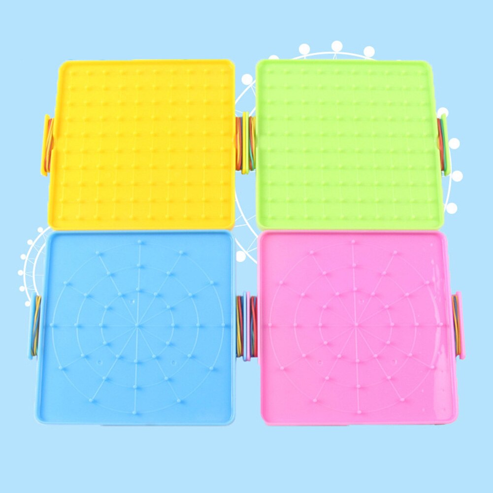 16x16cm Double Sided Geoboard Nails Peg Board Elastic Bands Kids Teaching Aids