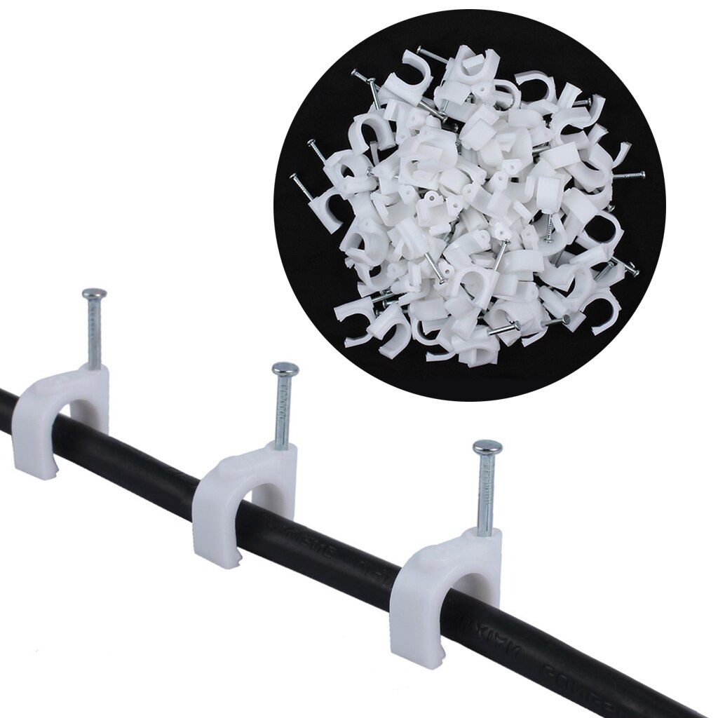 Pe plast rund tråd kabel fasta klämmor med spik tråd klämma telefon 4-25mm
