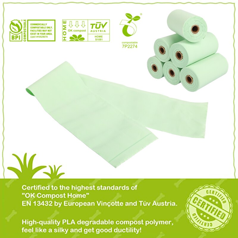 Bolsas biodegradables para excrementos de perro, bolsas de limpieza respetuosas con el medio ambiente, adecuado para productos