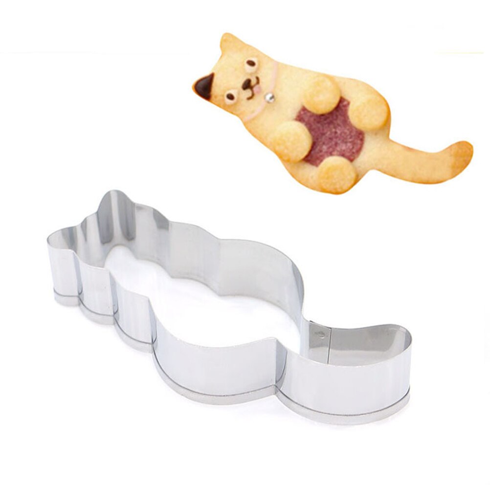 Koekjesvorm van roestvrij staal in de vorm van een kat, fondant, koekjes, doe-het-zelf, suikerknutselwerk, kat 3d , koekjesvormpjes, taartgereedschap: A