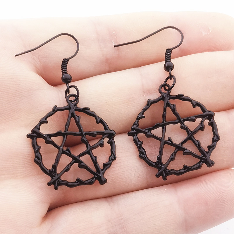 Vintage goth gothic femtakkede stjerne dangle øreringe til kvinder trendy punk 90s egirl grunge goblincore emo tilbehør