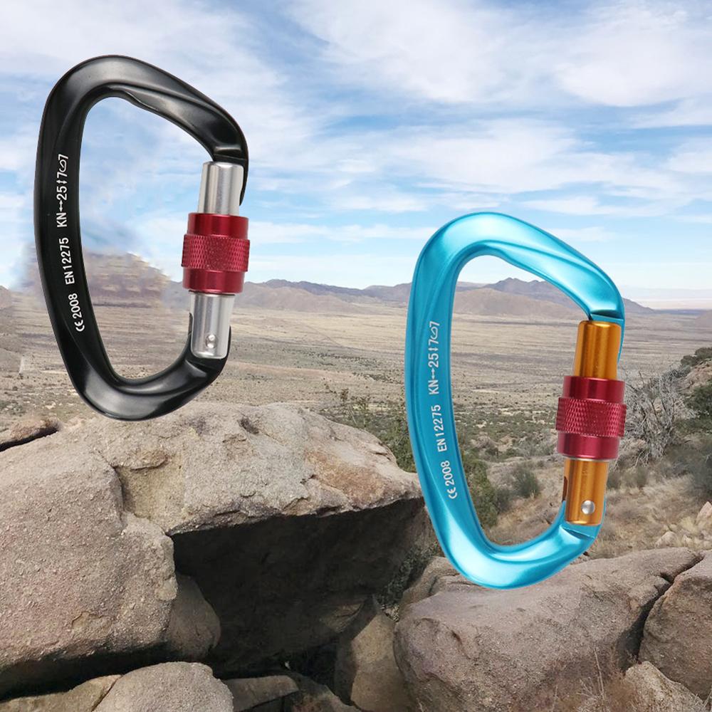 Neue 25KN Klettern Karabiner D Form Klettern Schnalle Lock Sicherheit Sicherheit Master Schraube Lock Schnalle Ausrüstung