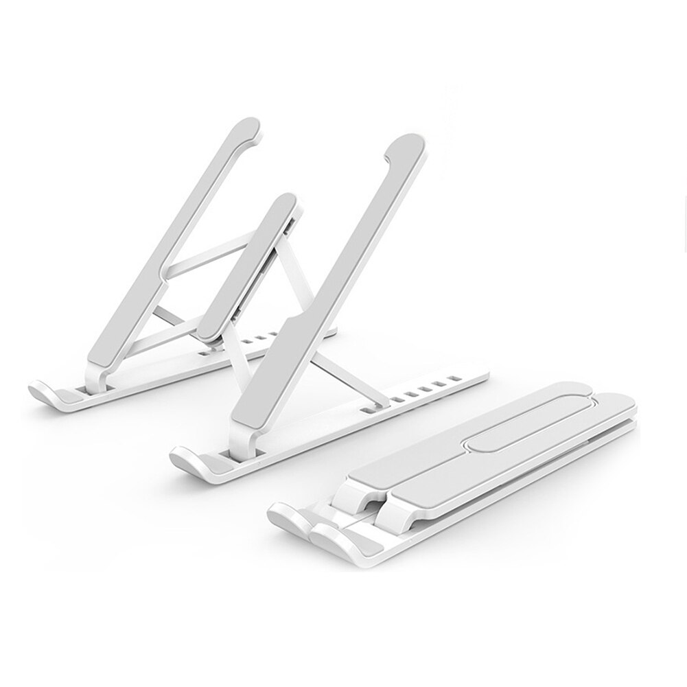 Laptop Stand Voor Macbook Pro Notebook Stand Opvouwbaar Aluminium Legering/Plastic Tablet Stand Beugel Laptop Houder Voor Notebook: Plastic White