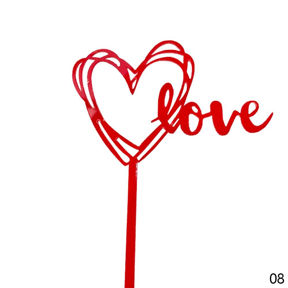 Heart Love Acrylic Cake Topper Engagement Wedding Birthday Cake Golden Resuable Topper Cupcake Dessert Decor Supplies: 08