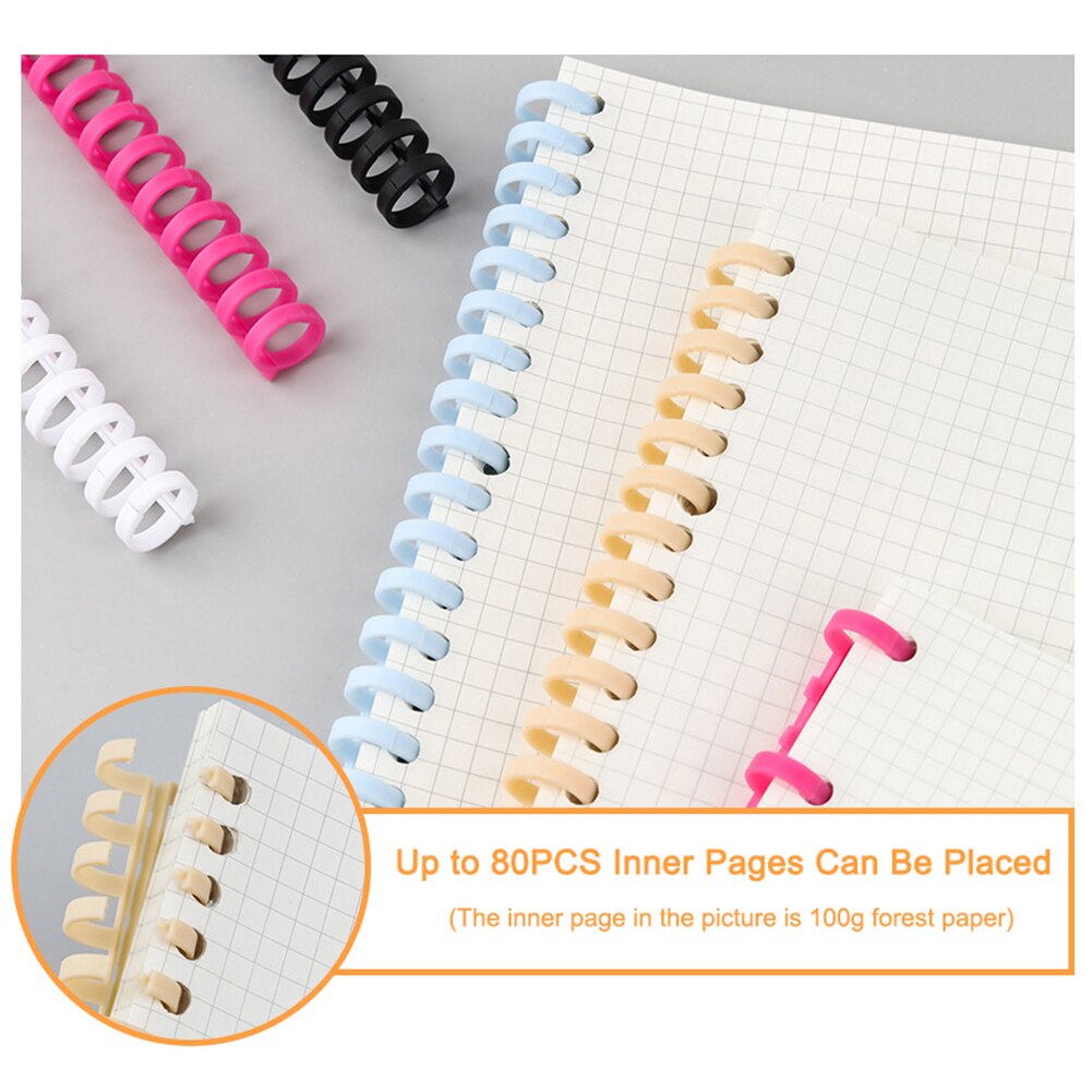 20Pcs Loose-leaf Plastic Binding Ring Spring Spiral for 30 Holes A4 A5 A6 Paper Scrapbook Notebook Stationery School Supplies