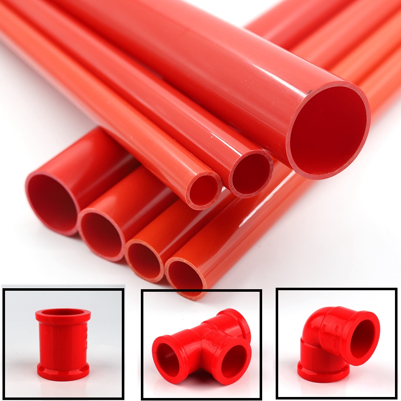 50cm Long Outer Dia 20~50mm Home Garden Irrigation System UPVC Tube Aquarium Tank Fittings Water Supply Connectors Red PVC Pipes