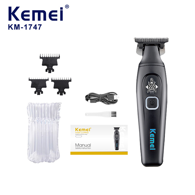 Kemei1747 Electric Hair Cutting Machine Cordless Hair Clipper Rechargeable Beard Trimmer Man Carving Clipper Barber: Light Grey