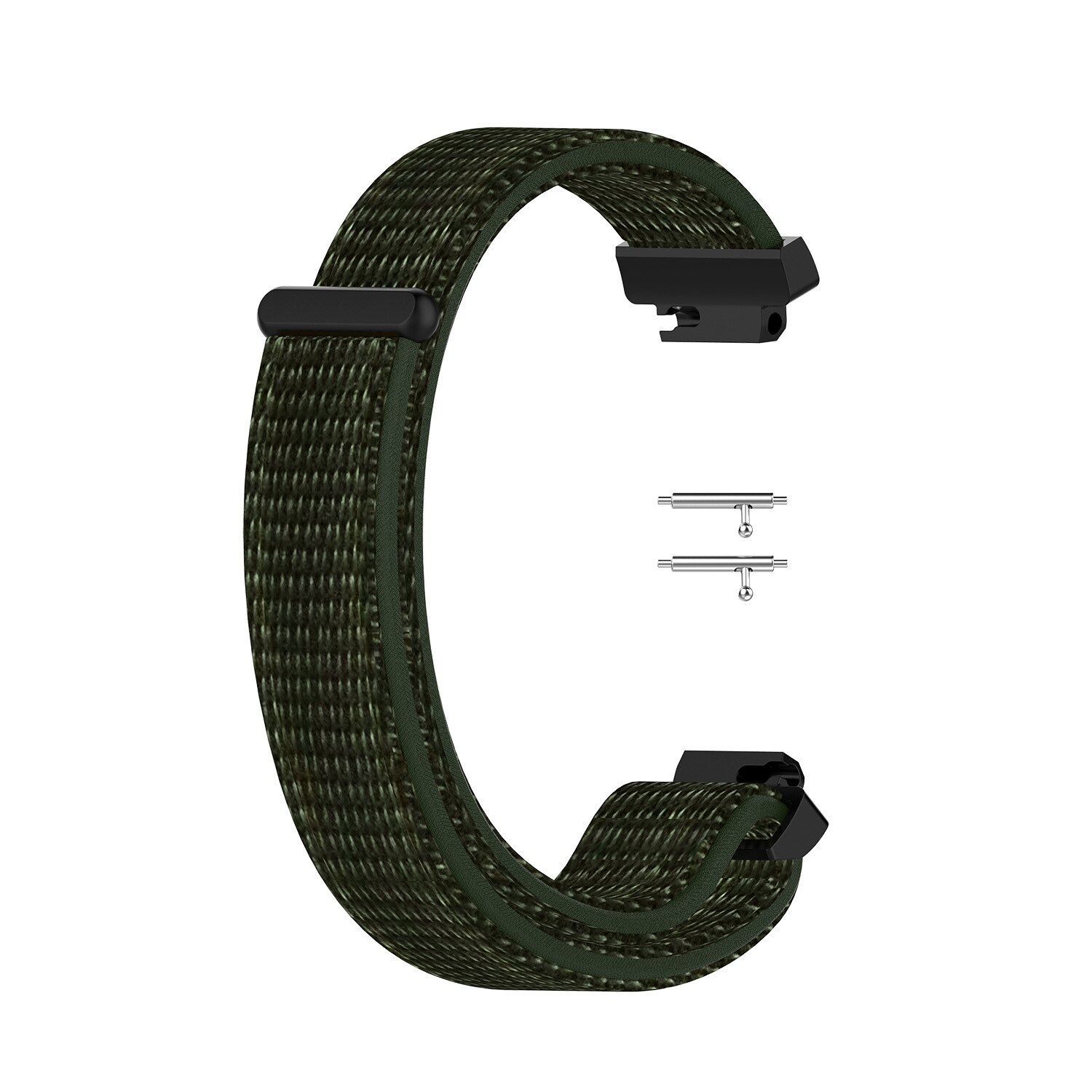 Zachte nylon loopbackband, geweven klittenband polsband, horlogeband voor fitbit inspire hr/inspire smartwatch: Legergroen