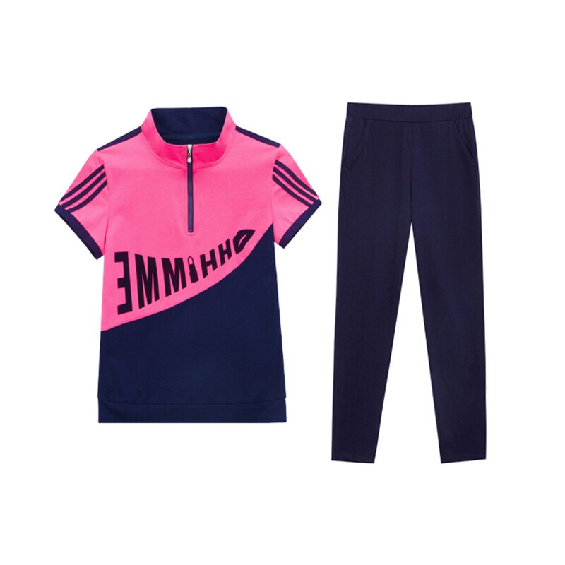 Tuta sportiva da Golf a maniche corte pantaloni estivi da donna 2021 abbigliamento da donna Casual in due pezzi allentato e sottile di nuova moda: rose Red / XL