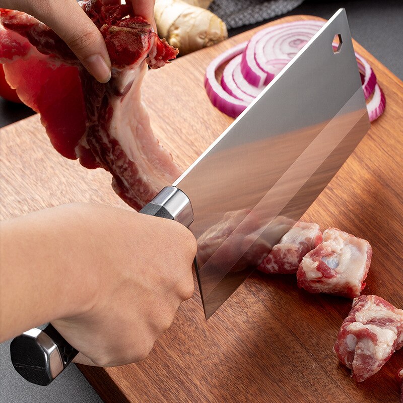 Stainless Steel Bone Chopping Knife Ergonomic Handle Kitchen Knife Sharp Slicing Chef Knife Ribs Poultry Meat Cleaver