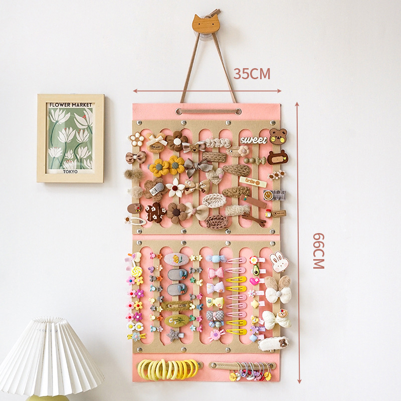 Organizador de lazos para el cabello de gran capacidad, soporte para la diadema, colgador de almacenamiento de Clip para el cabello colgante de pared, ahorro de espacio, decoración de la pared de la habitación de las niñas: Blanco