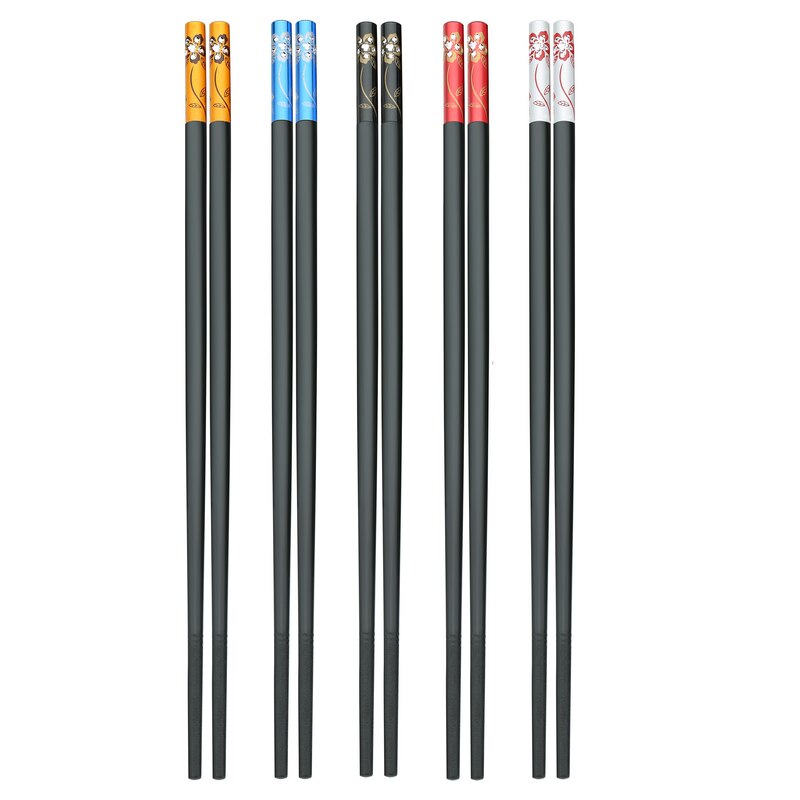 5 par japońskie pałeczki zestaw z pudełkiem zmywarka bezpieczne wielokrotnego użytku chińskie koreańskie pałeczki ze stopu z włókna szklanego robić żywności Sushi