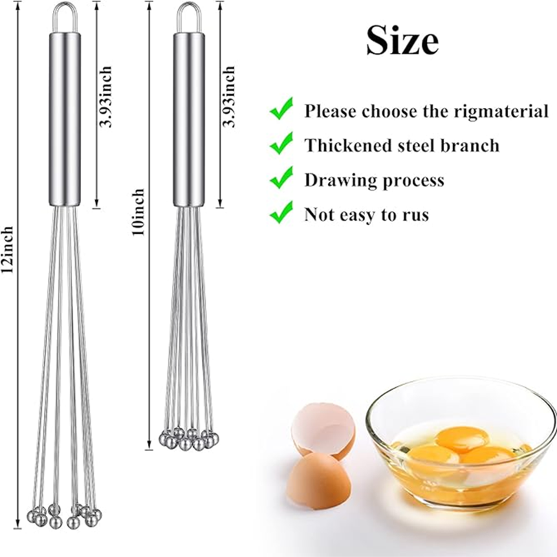 Ensemble de fouets à billes en acier inoxydable, 1 pièce, fouet de cuisine, fouet à œufs en fil pour la cuisson, mélange, battage, agitation, outil de cuisson des œufs