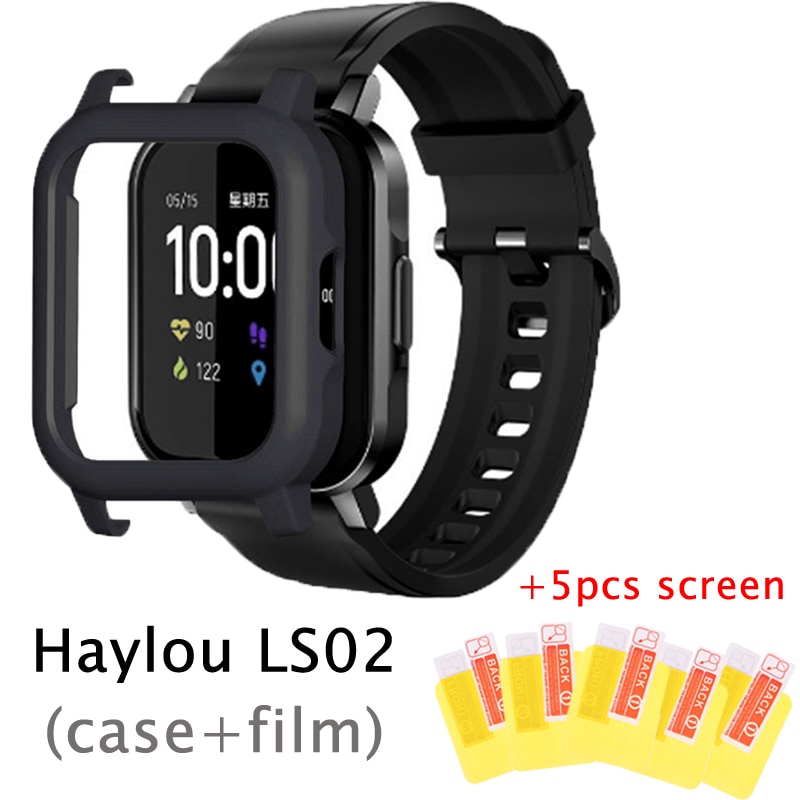 Protector Frame Case Voor Haylou LS02 Smart Horloge Pc Plastic Cover Shell Hard Frame Voor Xiaomi Haylou Ls02 Screen Protector film