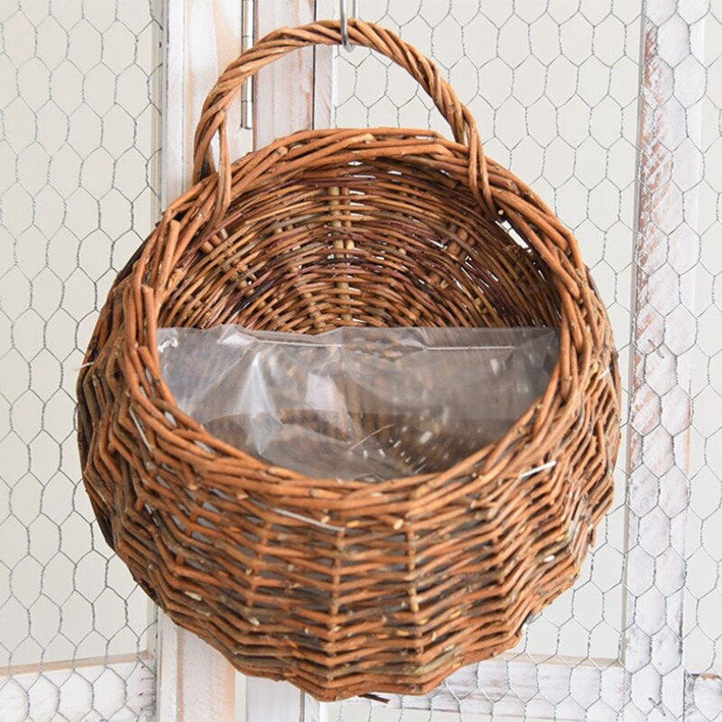 Handmade Rattan Hanging Basket Natural Wicker Hanging Storage Basket for Home Garden Wedding Wall Decoration