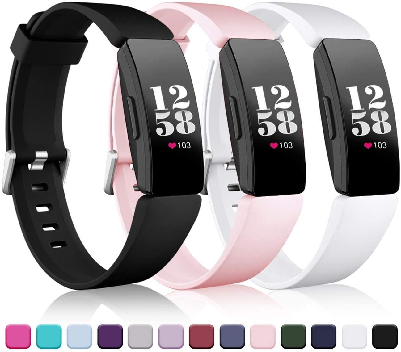 Paquete de 3 correas para Fitbit inspire Band para Fitbit inspire HR, pulsera de silicona de TPU blando para Bit inspire, accesorios: 6 / L