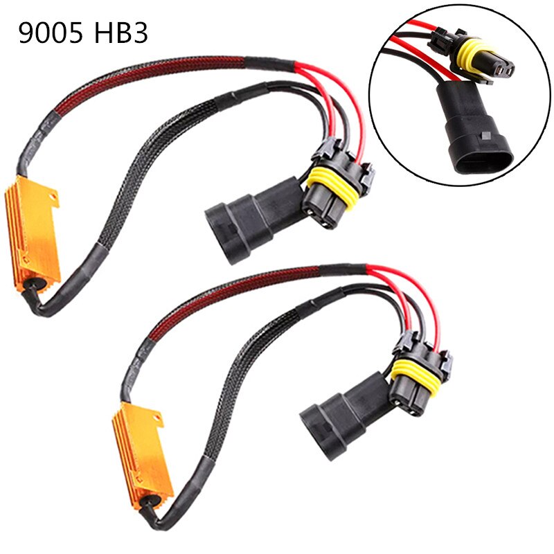 2Pcs 50W H7/9005/9006 Car Load Resistor Error Canceller LED Decoder Canbus Free Wiring Canceller Decoder Light