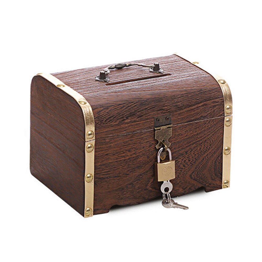 Houten Schatkist Vintage Houten Schat Opbergdoos Case -Proof Spaarpot Met Slot: A 15CM10CM10CM