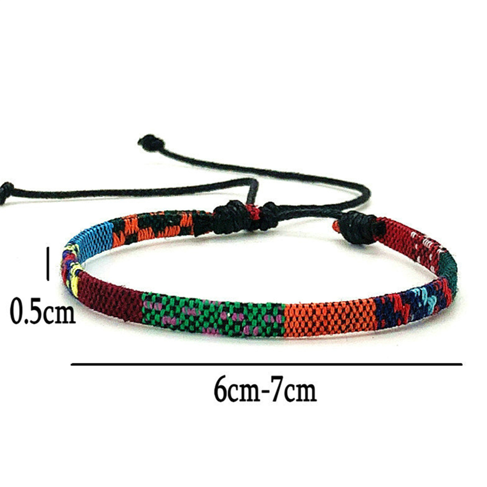 Nueva pulsera de amistad de tela tejida Bohemia Vintage europea para mujer, pulsera trenzada étnica de Nepal, de joyería para hombres y mujeres: Rojo óxido