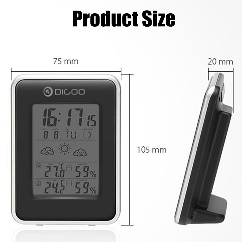 Digoo DG-TH1981 Station météo numérique LCD hygromètre thermomètre mètre sans fil intérieur extérieur prévision capteur horloge rétro-éclairage