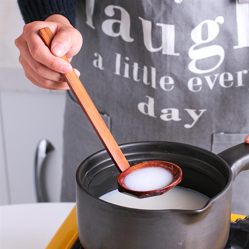 2 st utsökta köksskedar med lång handtag återanvändbara träskedar för hemmet