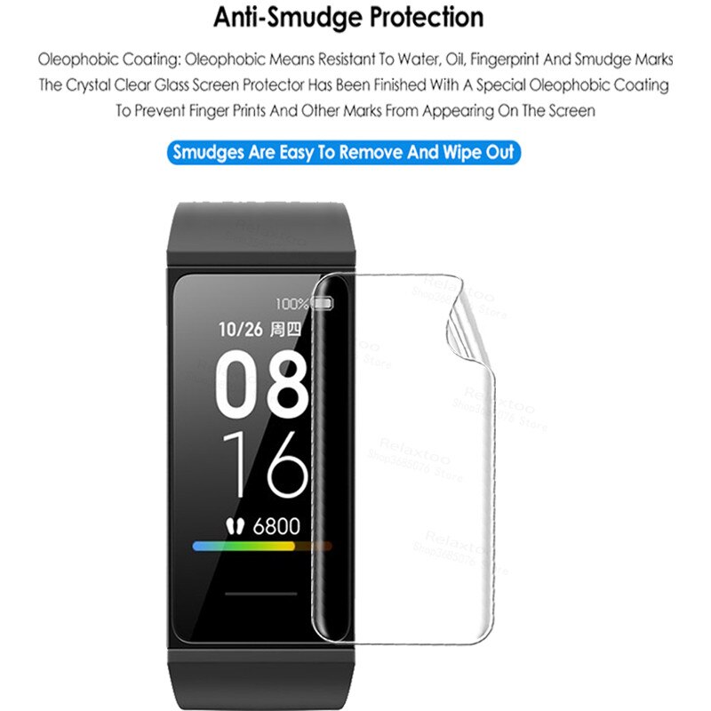 Película protetora de hidrogel para xiaomi mi band 4c, 3-12 unidades, protetor de tela para xiaomi redmi band 4 c, pulseira sem vidro temperado
