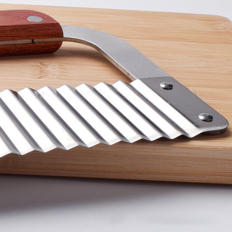 1PC French Fry Cutter Crinkle Potato Slicer Serrated Blade Stainless Steel Carrot Cucumber Handmade Wave Knife Noodles Chopper