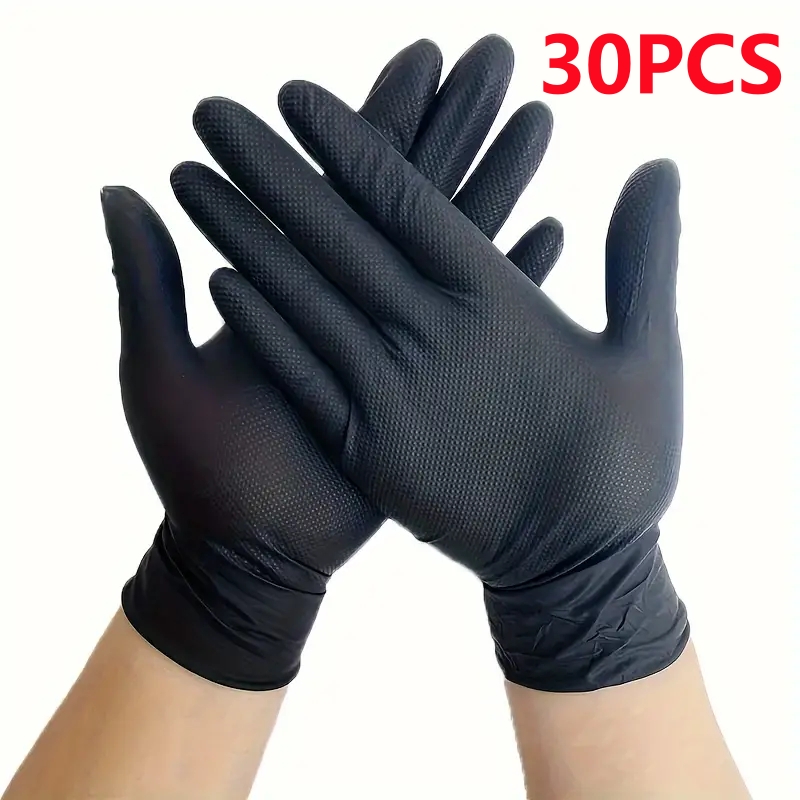 Orange Nitrile Gloves 8-mil Heavy Duty Disposable Gloves with Raised Diamond Latex Free Textured Gloves for Mechanic Industrial: Yellow / L