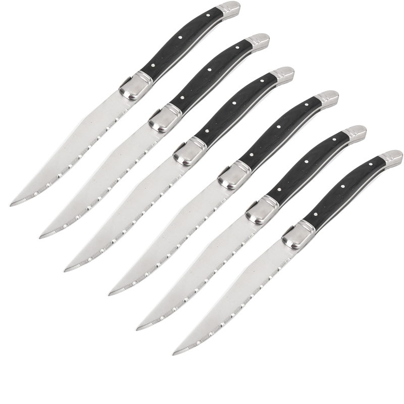 2/4/6pcs 9&#39;&#39; Laguiole Style Black Wood Dinner Knife Stainless Steel Steak Knives Table Knifes Restaurant Bar Dinnerware Set