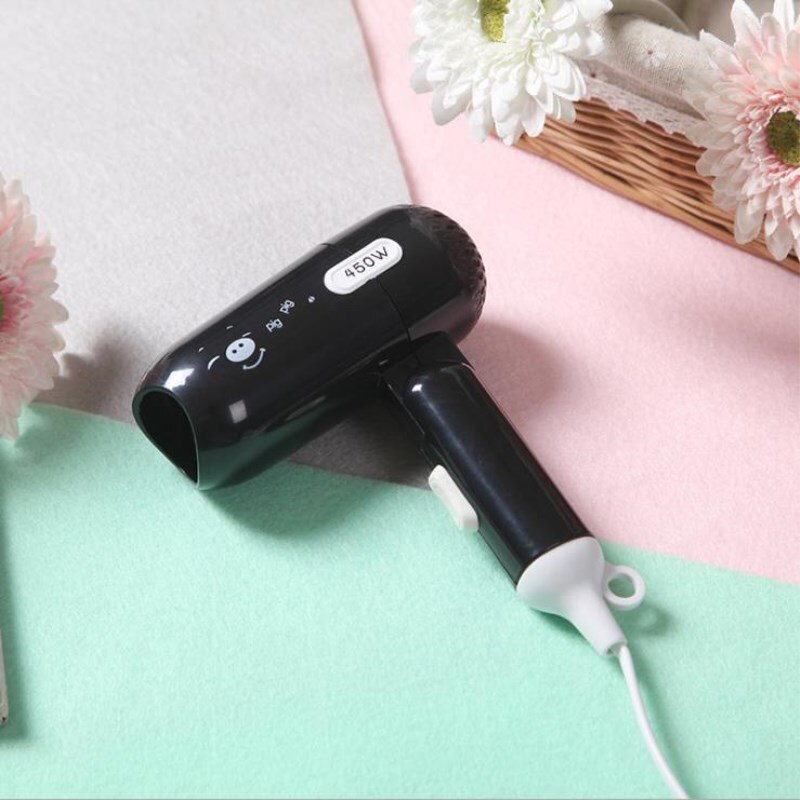Foldable Portable Mini Hair Dryer Beauty Home Travel Hair Dryer Small Power Hair Dressing Styling Appliance 220V 450W: black