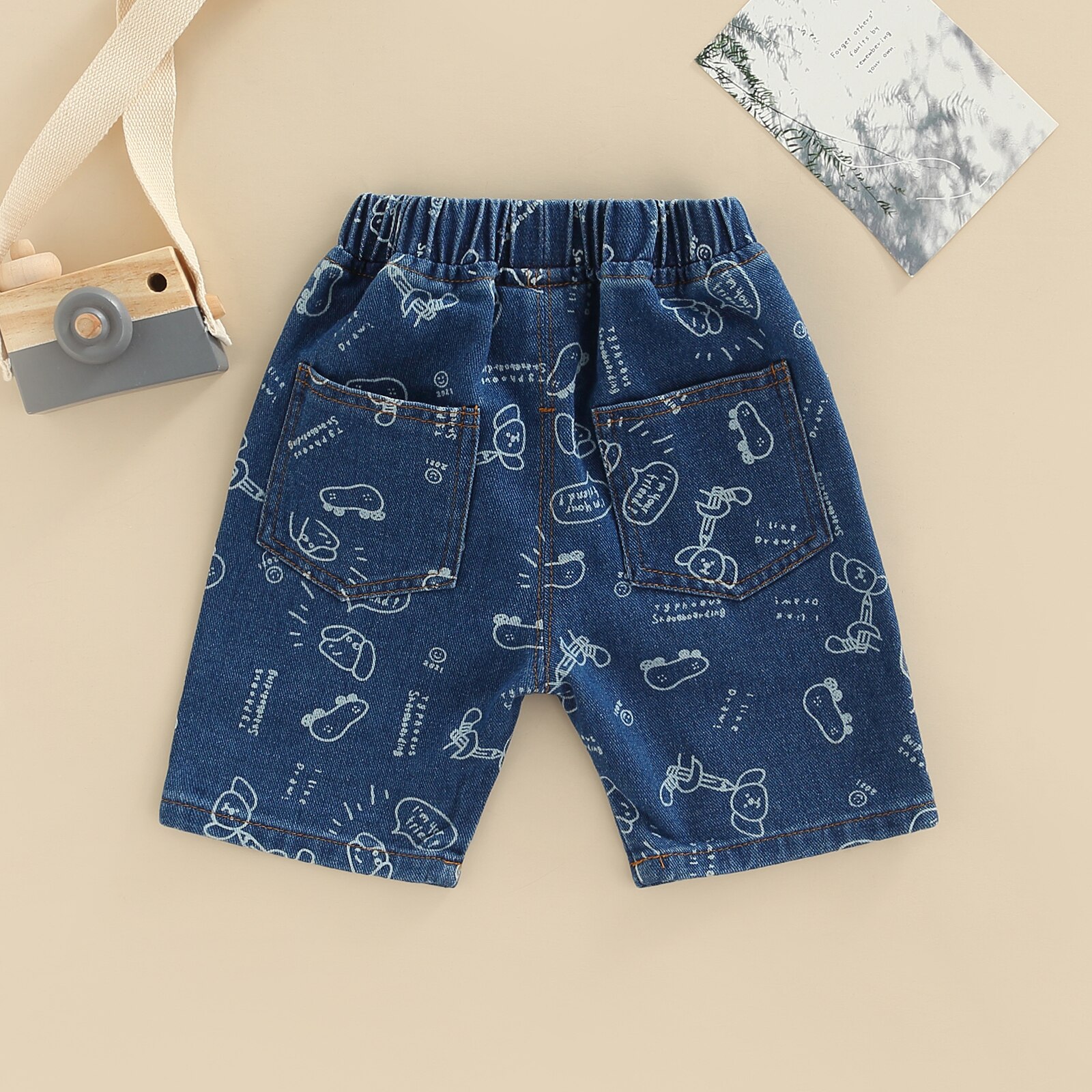 New Summer Kids Boy Denim Shorts bambini vita elastica Casual Cartoon Animal Pattern pantaloni stampati con tasche
