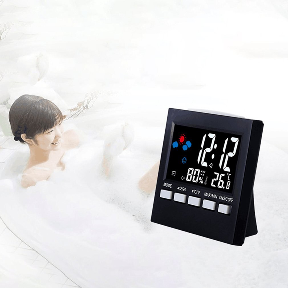 Multifunction Digital Colorful LCD Screen Weather Station Alarm Clock Thermometer Hygrometer Temperature Humidity Tester