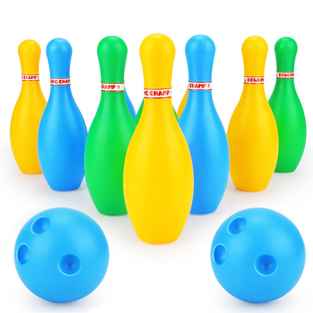 12 Uds. Juego de bolos de juguete deportivo para interiores y exteriores, bolas para coloridos para el hogar, juegos familiares no tóxicos, juego de bolos educativo de varios tamaños ABS