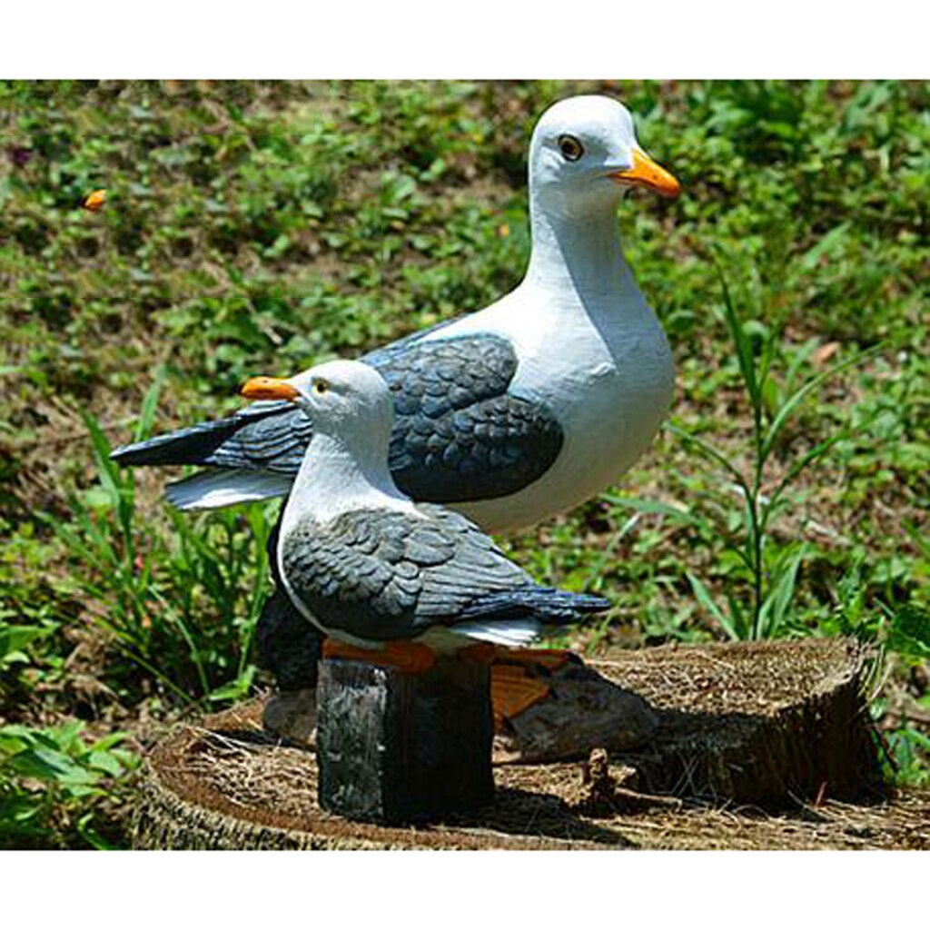 Resin Seagull Birds Statue Indoor Outdoor Landscape Decor