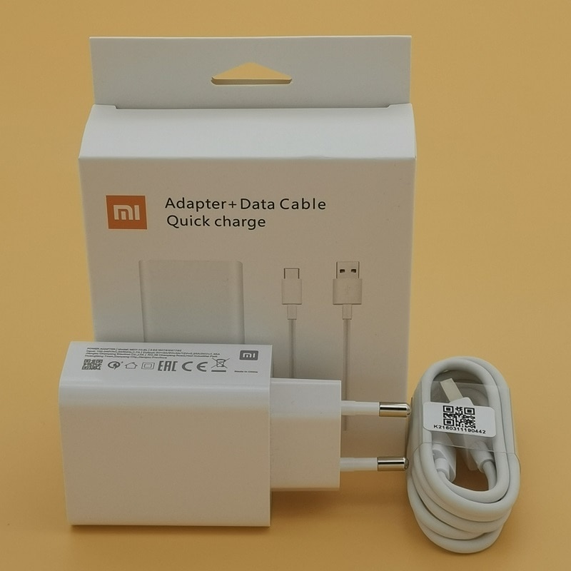 XIAOMI 27w Fast Charger QC4.0 Quick Turbo Charge Adapter USB Type C Cable for Mi 9 9se 8 9T Pro Redmi K20 Note 9S 8T 7 8 Pro: charger and cable