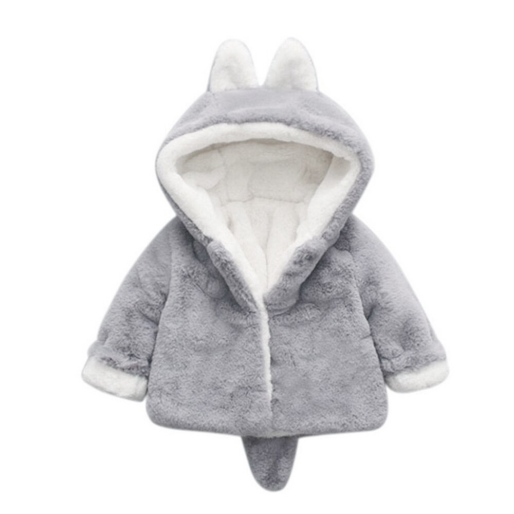 Infant Girls Fur Coats Autumn Winter Thick Jackets Girls Warm Hooded Outerwear Coat Newborn Clothes Baby Cute Rabbit Playsuit: 4 / 3T