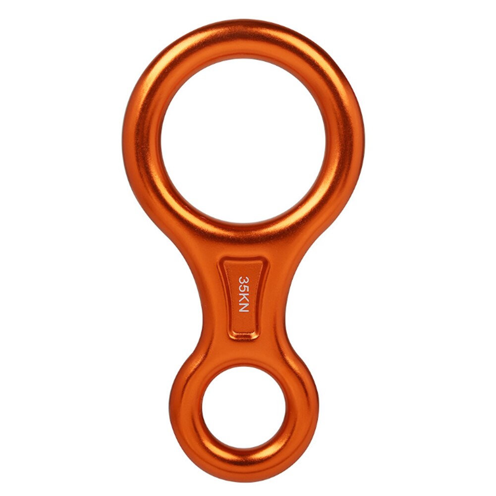 Rock Climbing Descender 35KN Figure 8 Word Rope Descender Rappel Ring Downhill Eight Ring Rappelling Gear Belay Device Equipment: Orange